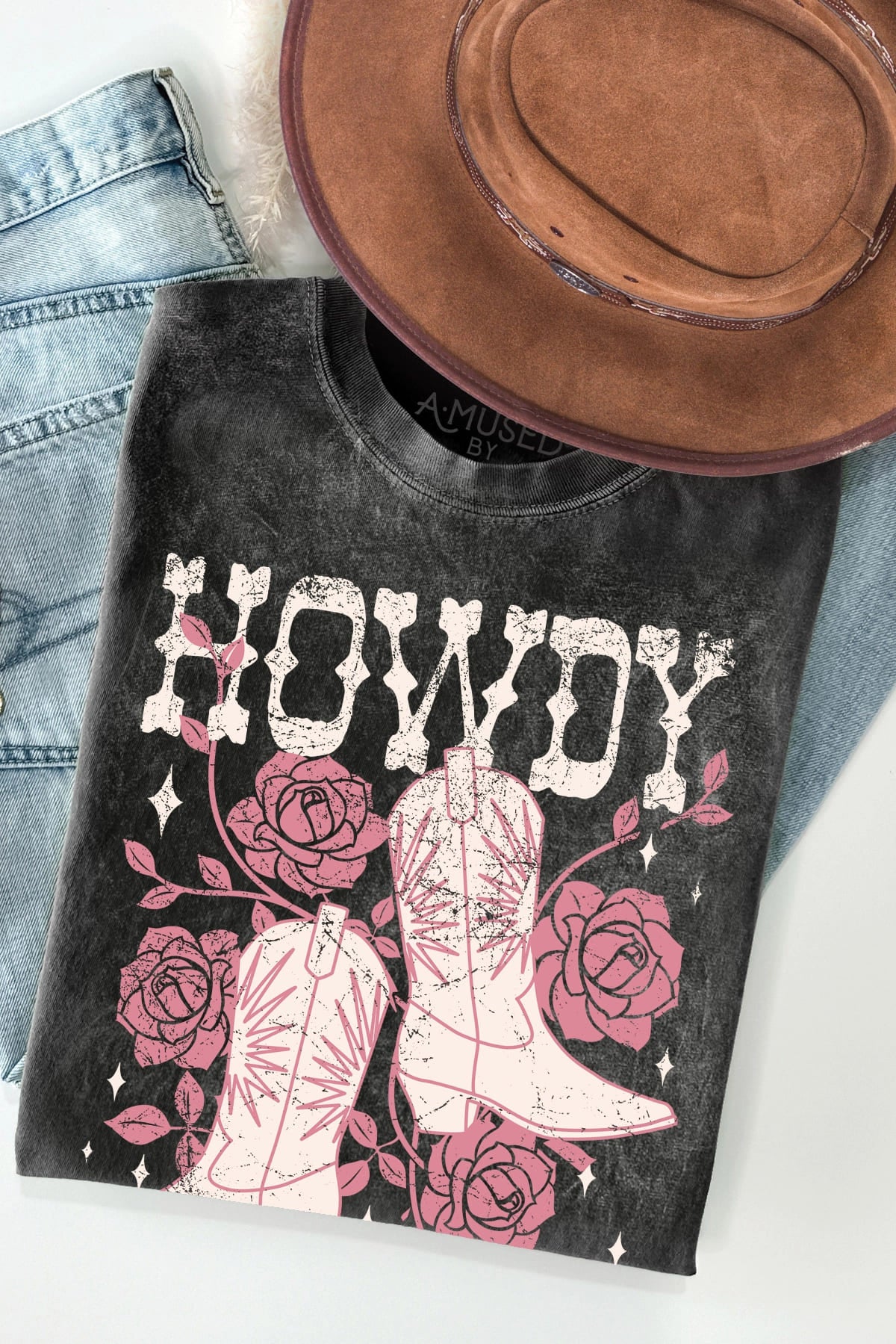 Howdy Cowgirl Boots - Mineral Wash T-Shirt