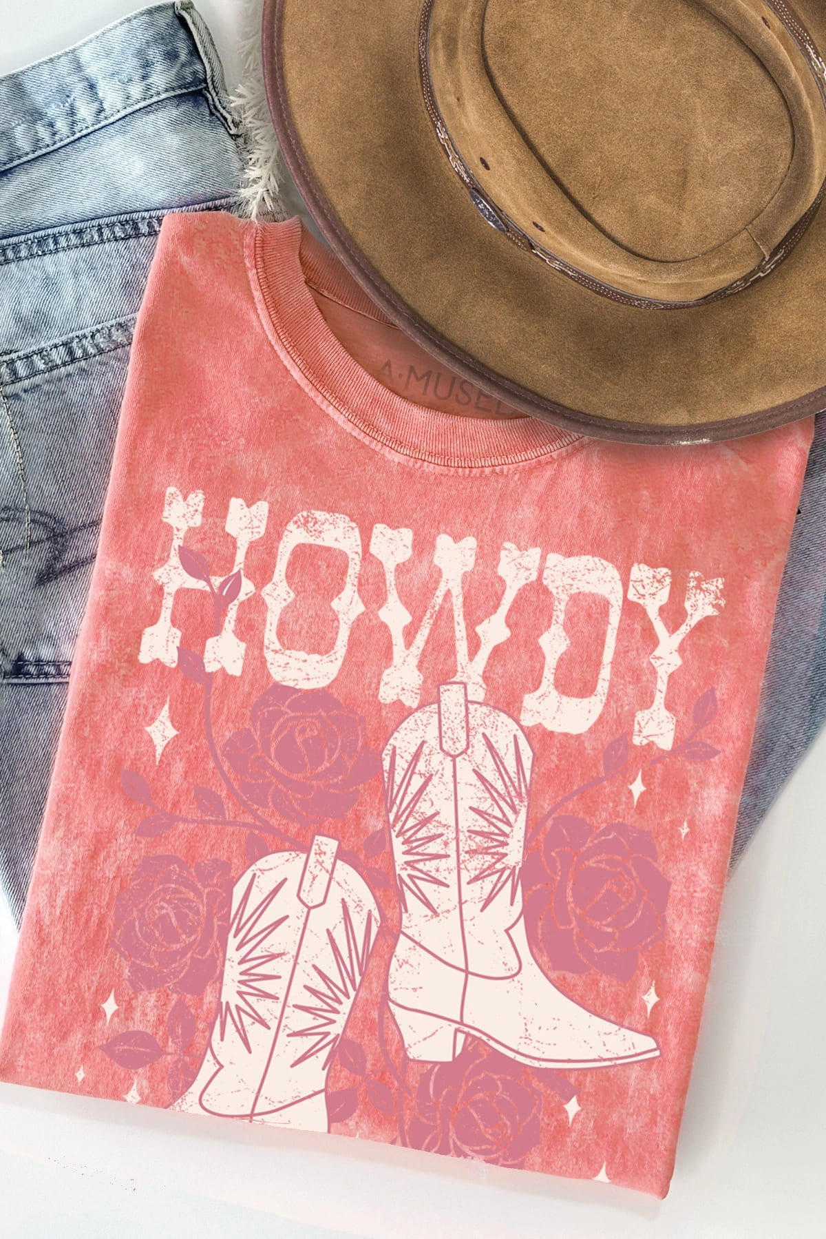 Howdy Cowgirl Boots - Mineral Wash T-Shirt