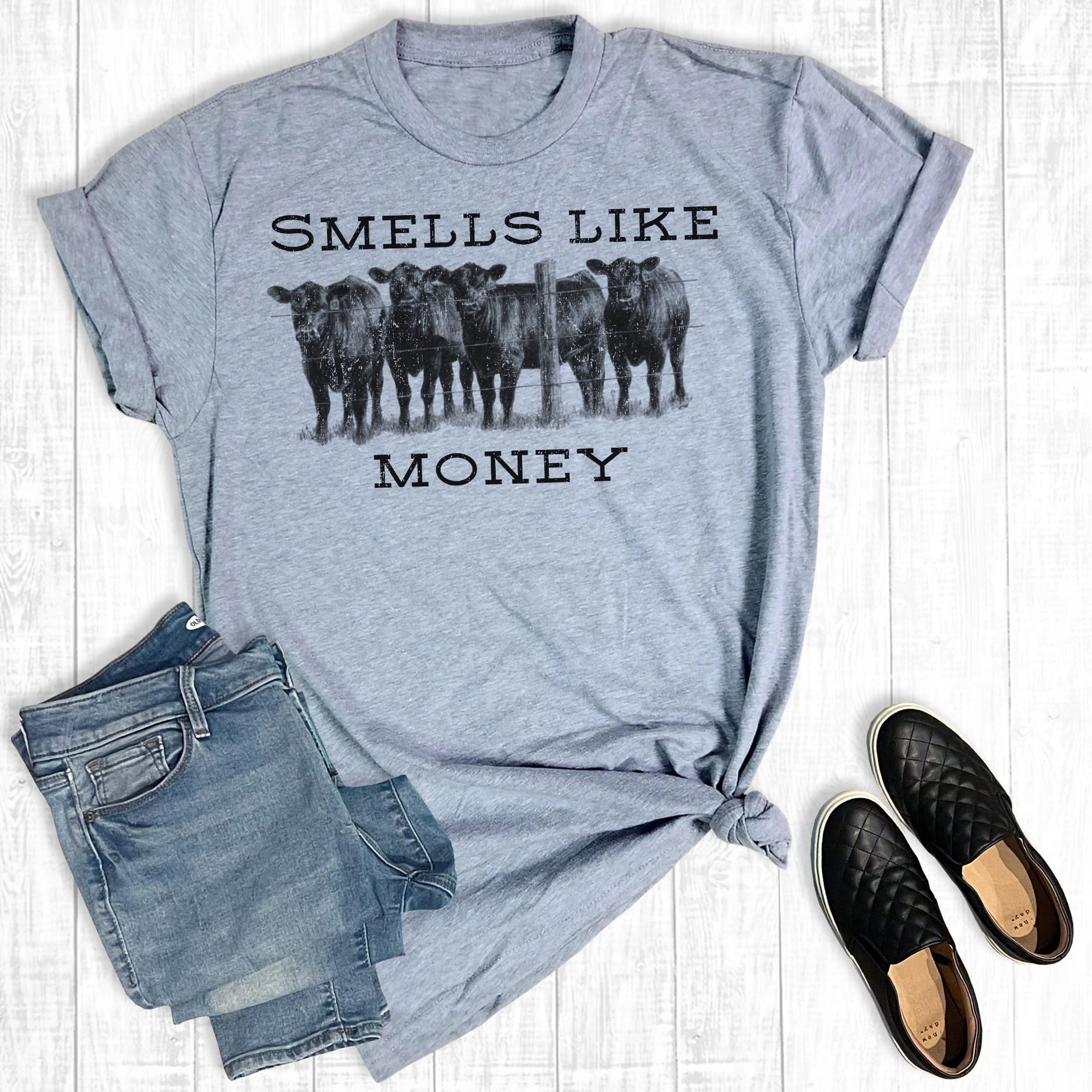 Western Cows Smells Like Money Graphic Tee