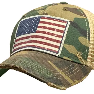 American Flag USA Distressed Trucker Hat Baseball Cap