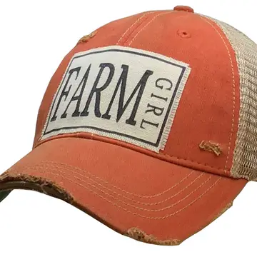 Farm Girl Distressed Trucker Hat Baseball Cap