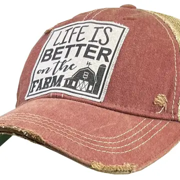 Life Is Better On the Farm Distressed Trucker Hat Cap