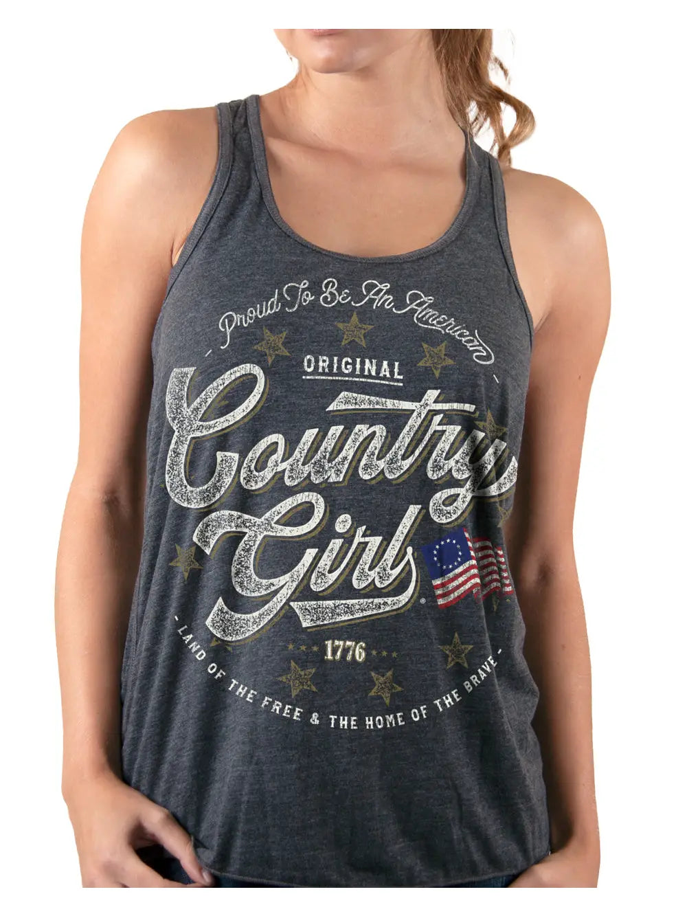 Country Girl Womens Flowy Racer Flag Tank Top