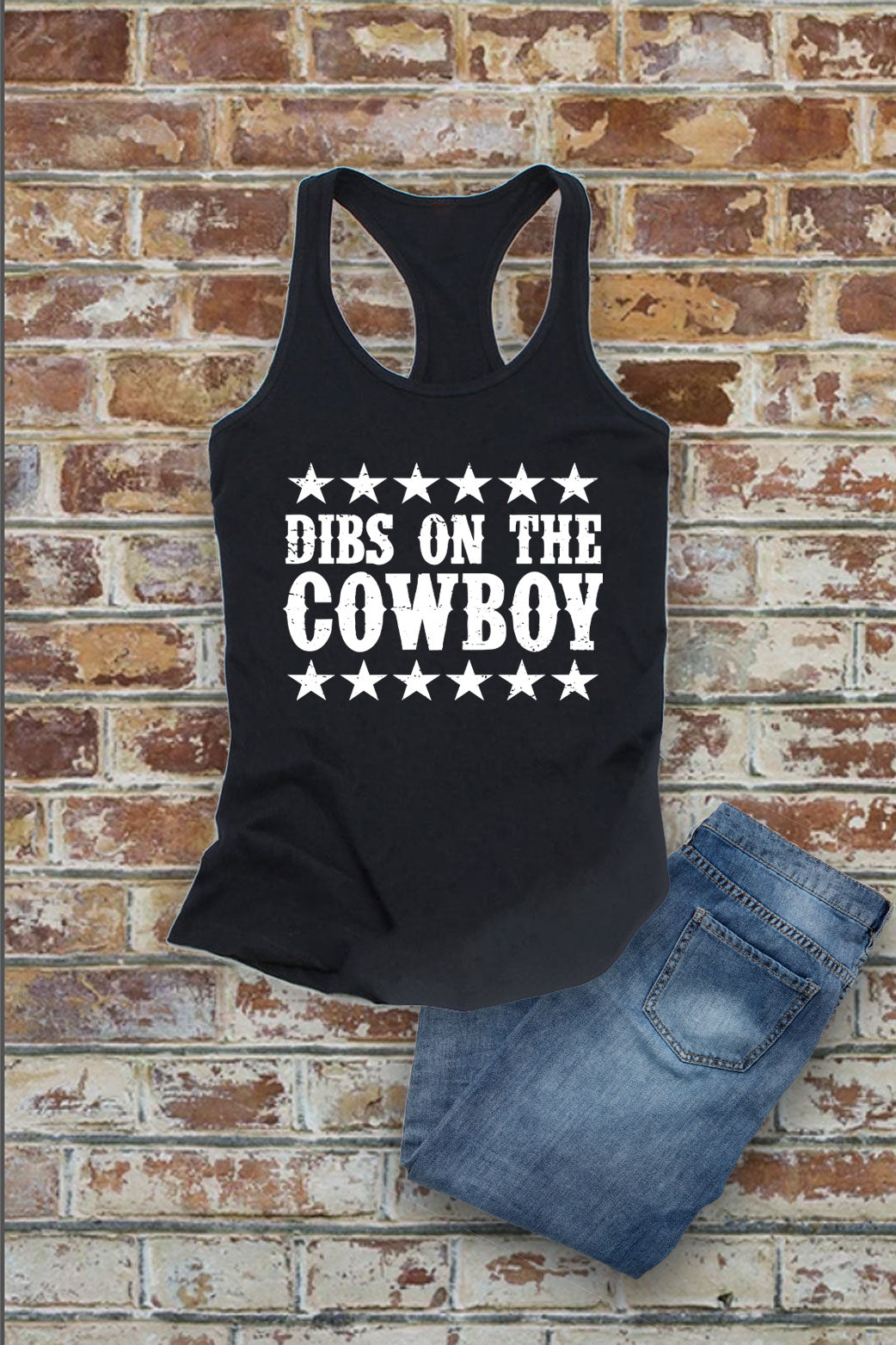 Dibs On the Cowboy, Western, Women Fit Racerback Tank Top