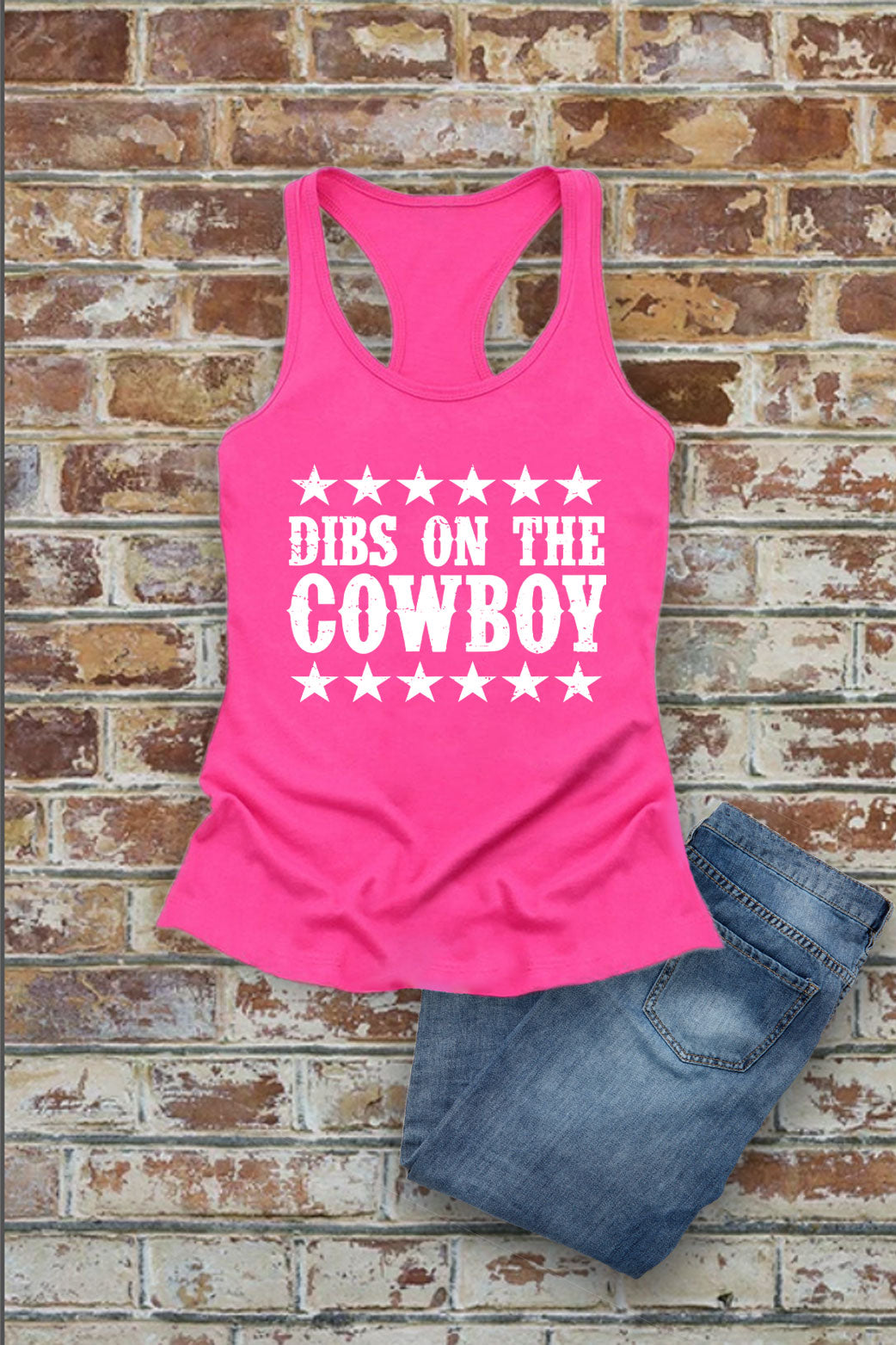 Dibs On the Cowboy, Western, Women Fit Racerback Tank Top