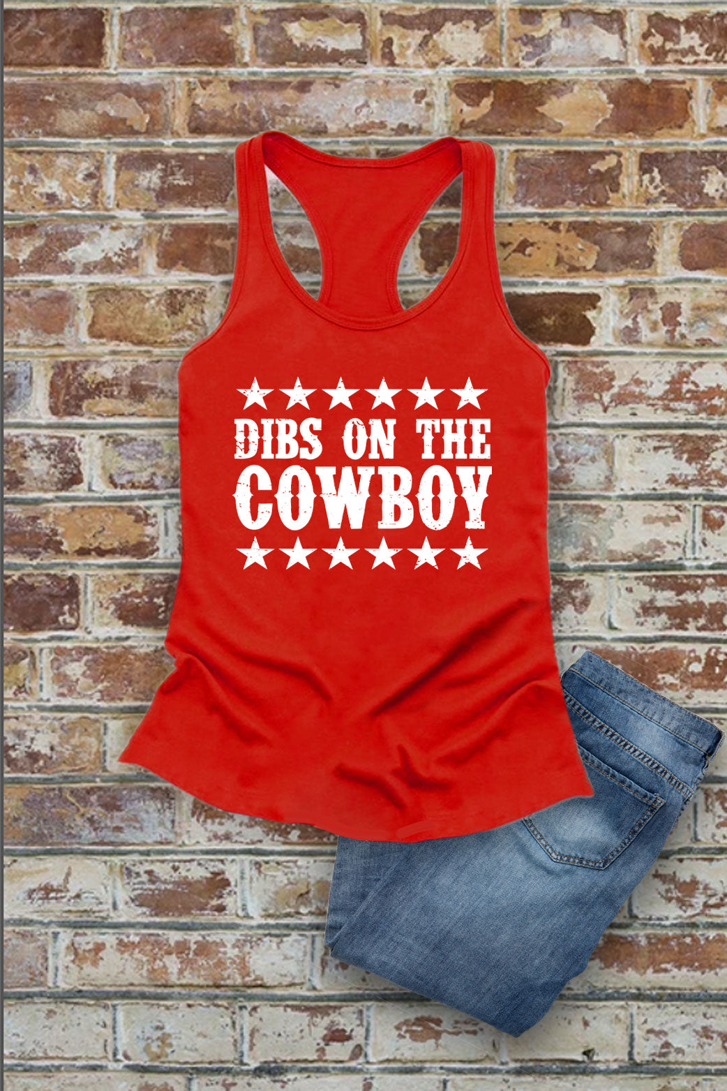 Dibs On the Cowboy, Western, Women Fit Racerback Tank Top